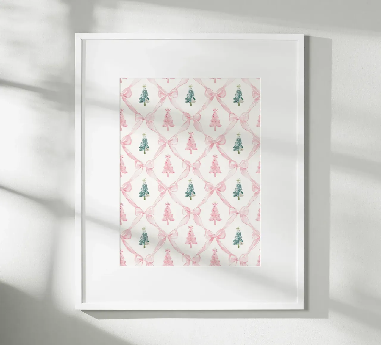 Coquette Estética Árboles de Navidad rosas con lazos rosas Y2K poster con marco de plástico de Gentle Echoes Art