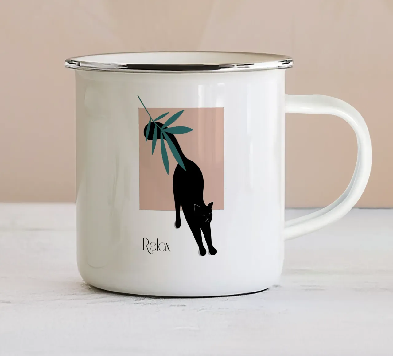 Relax Black Cat tazza in smalto da natural neutral