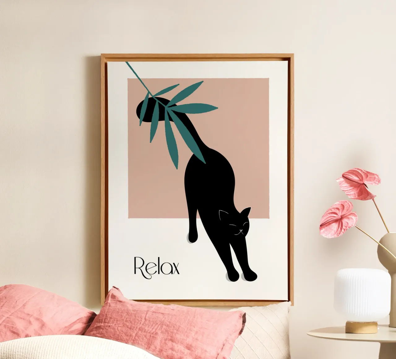 Relax Black Cat tela con Cornice a cassetta da natural neutral