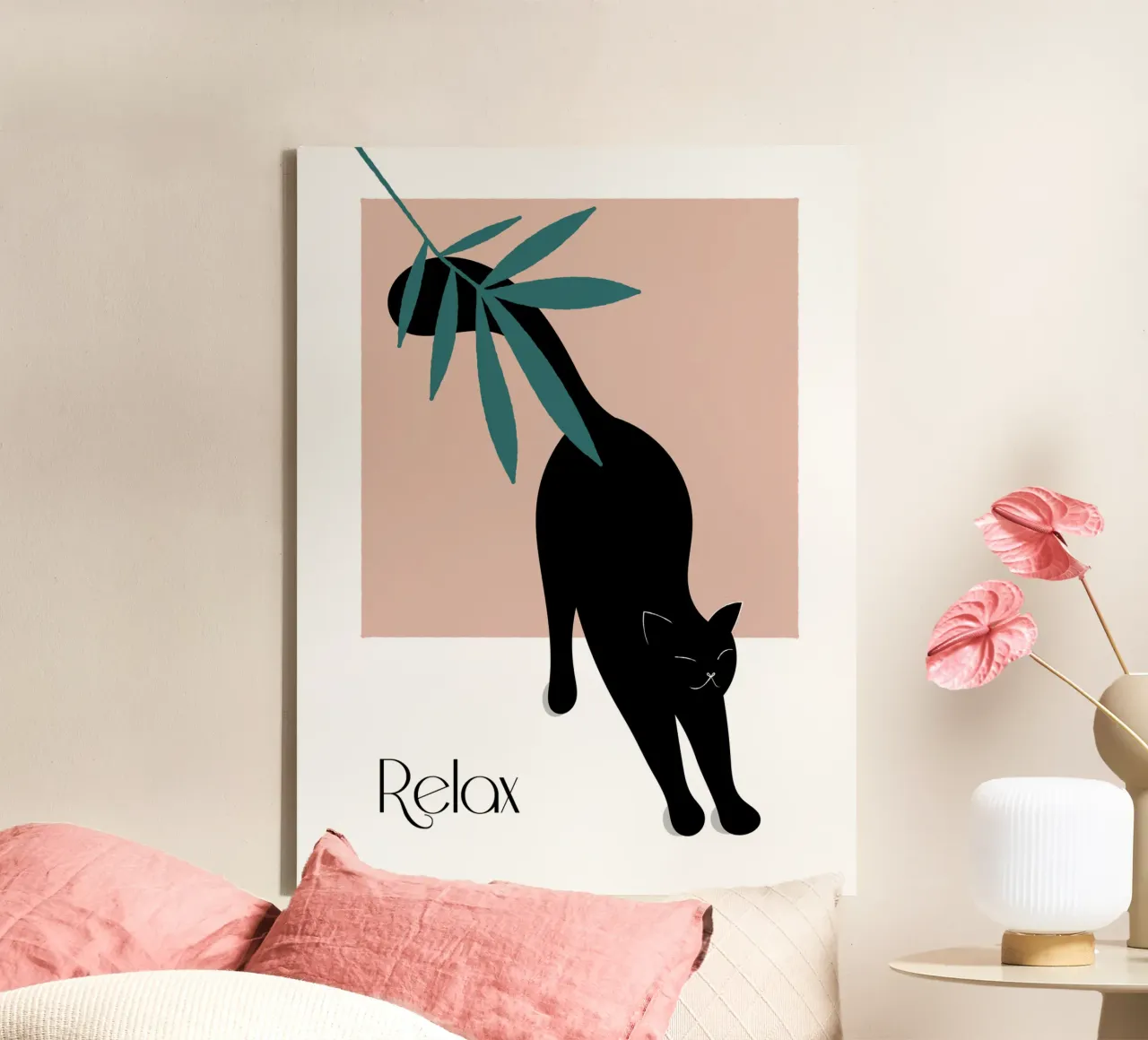 Relax Black Cat tela con Cornice a cassetta da natural neutral