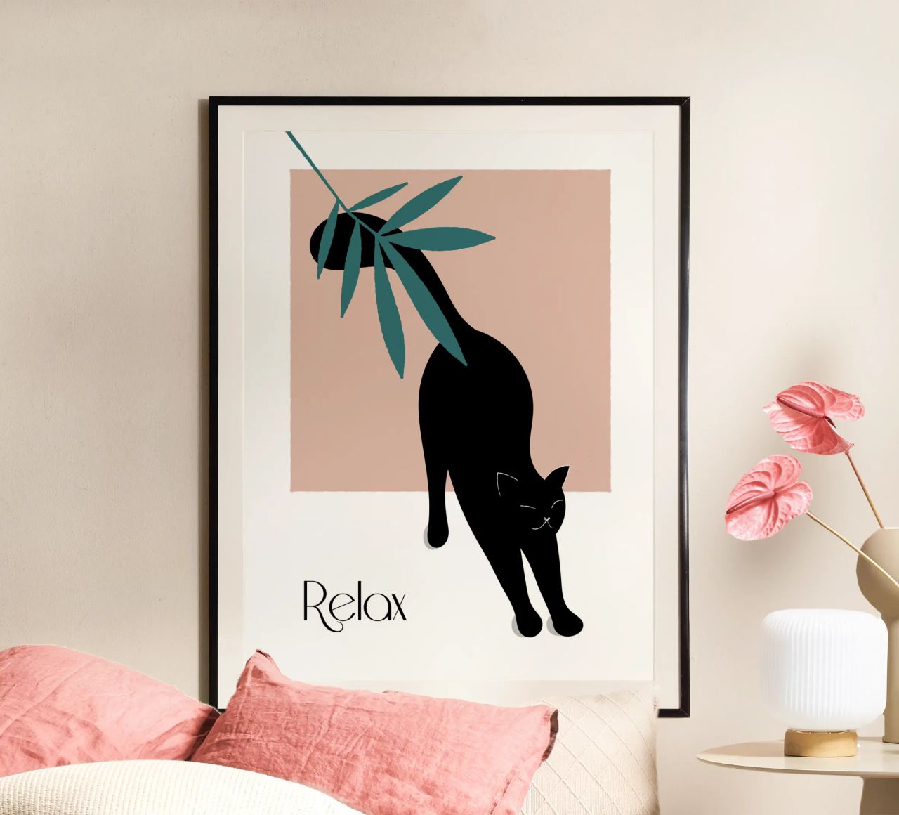Relax Black Cat poster by natural neutral