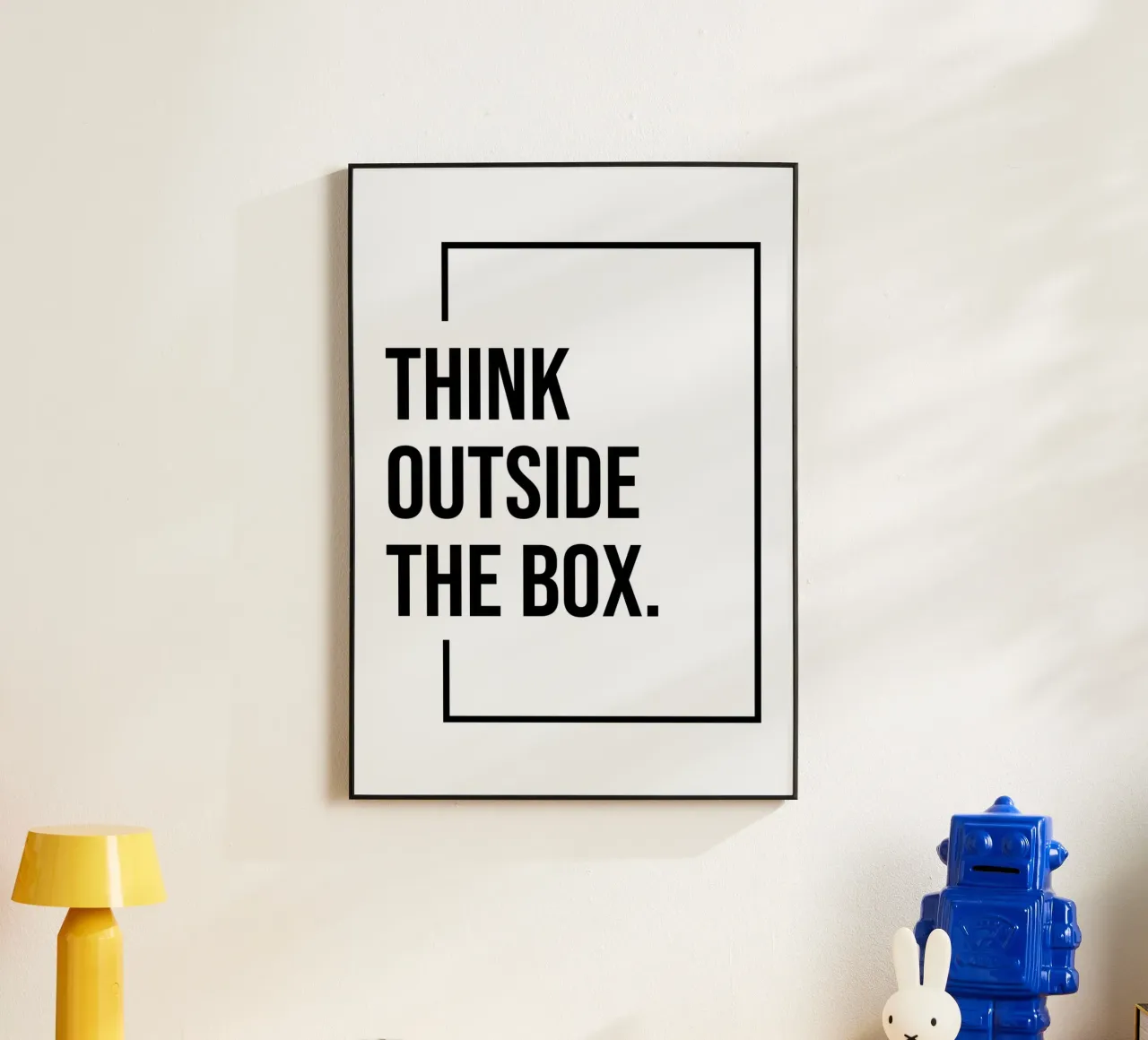 Citation "Think outside the box" (sortir des sentiers battus) alu dibond de Paigaam Studio