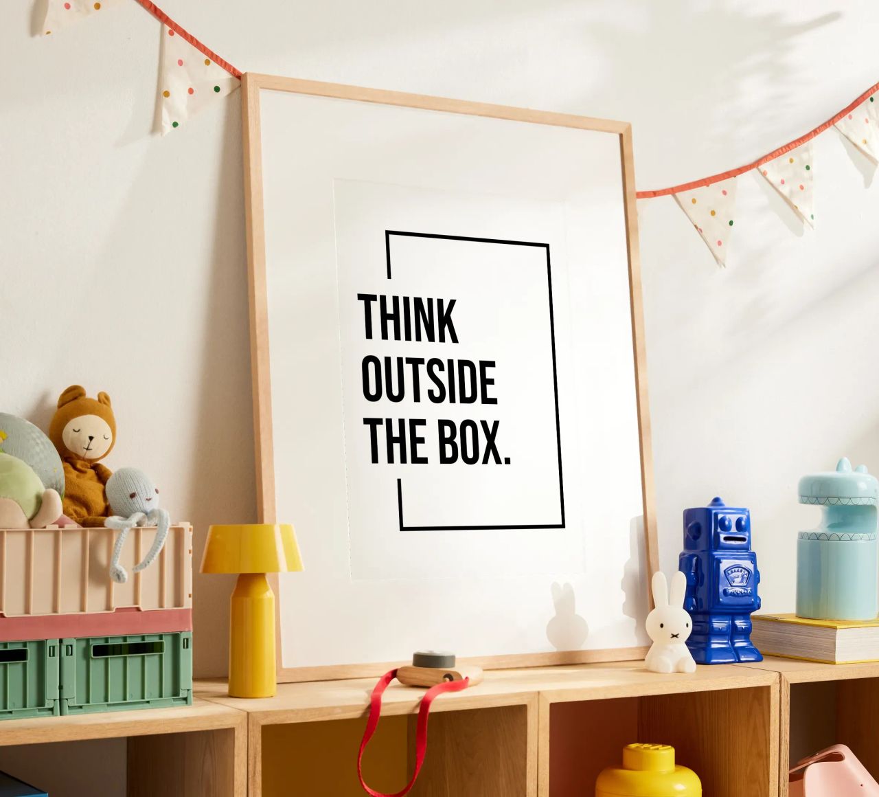 Think outside the box quote poster by Paigaam Studio