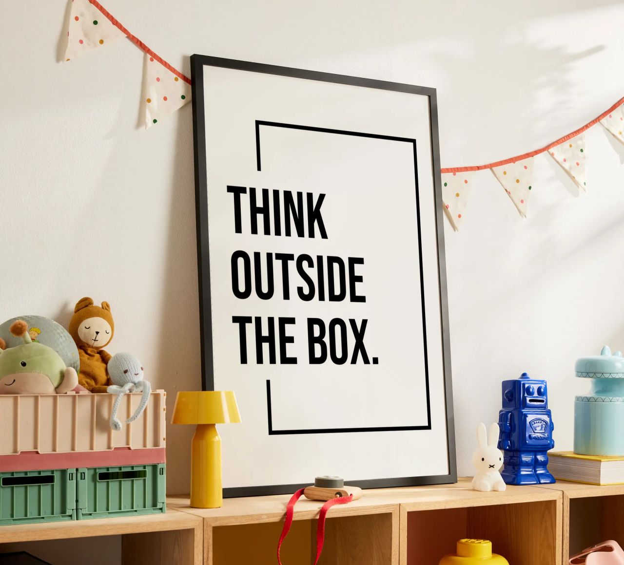 Think outside the box quote poster by Paigaam Studio