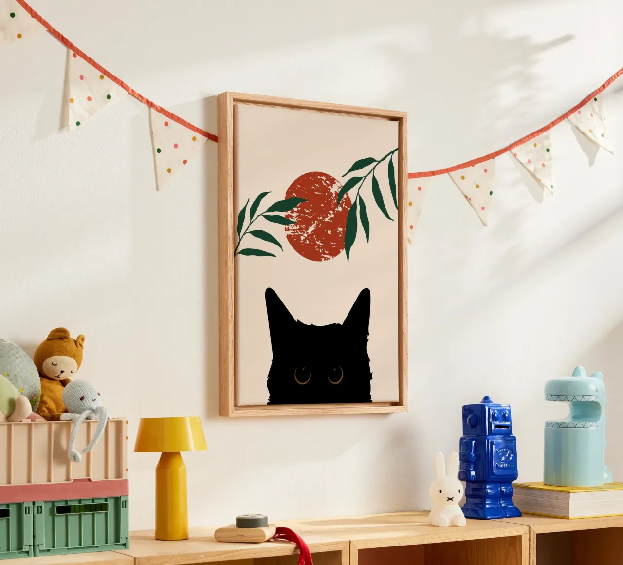 Cat peeking tela con Cornice a cassetta da LisaArtes