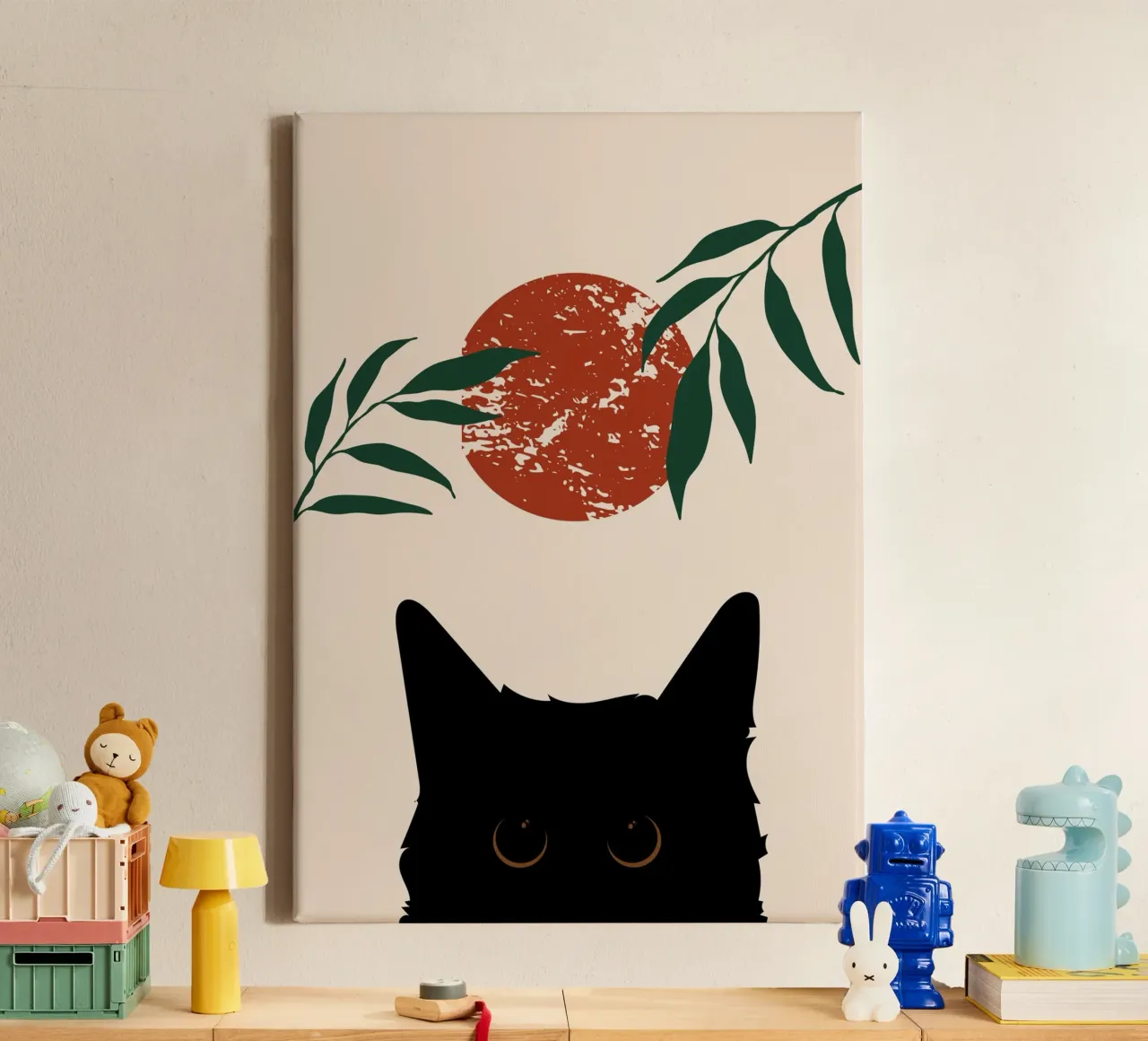 Cat peeking tela con Cornice a cassetta da LisaArtes