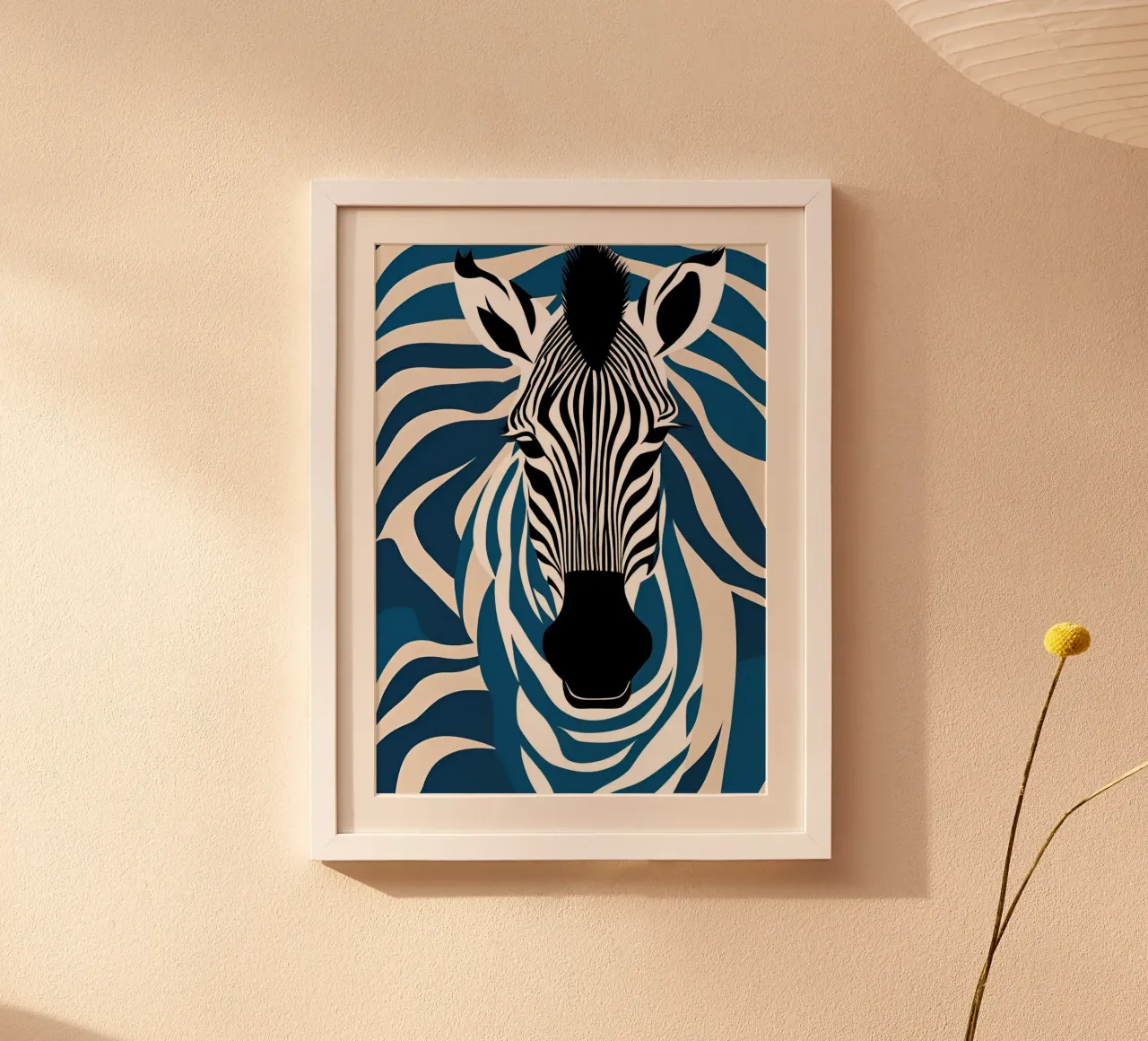 "Le strisce della savana" poster con telaio in legno da DesignArt