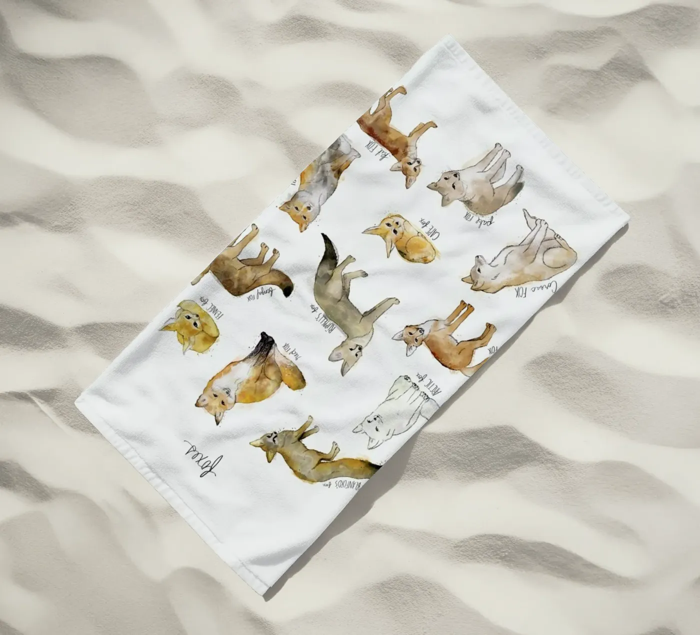 Foxes beach towel by Amy Hamilton