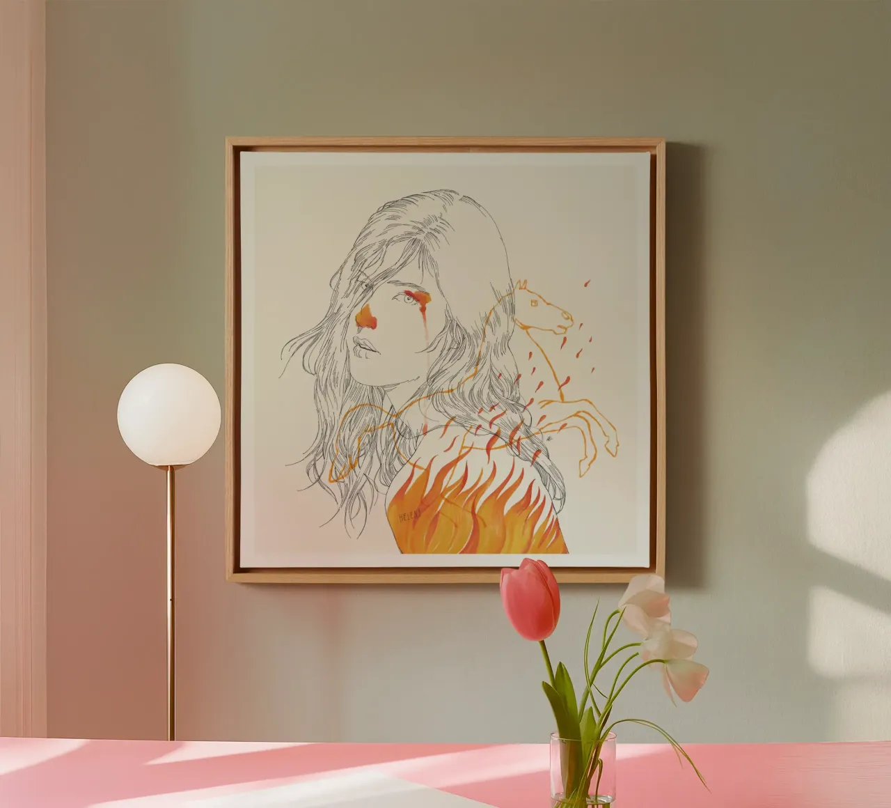 Helena canvas met Baklijst van Manuel Rebollo