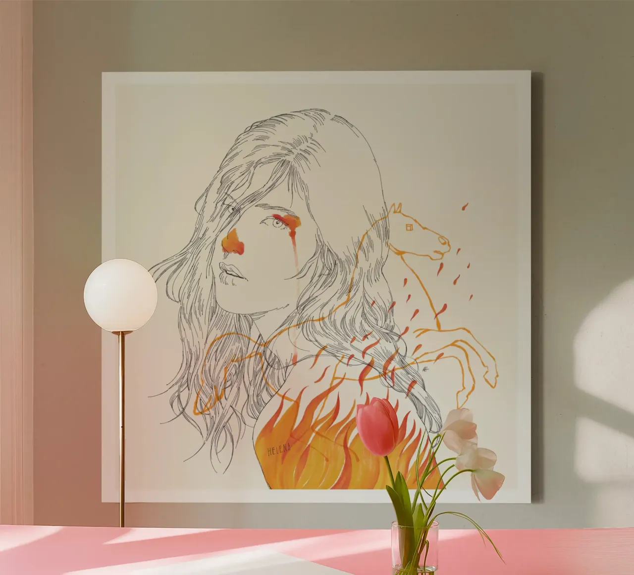 Helena canvas met Baklijst van Manuel Rebollo