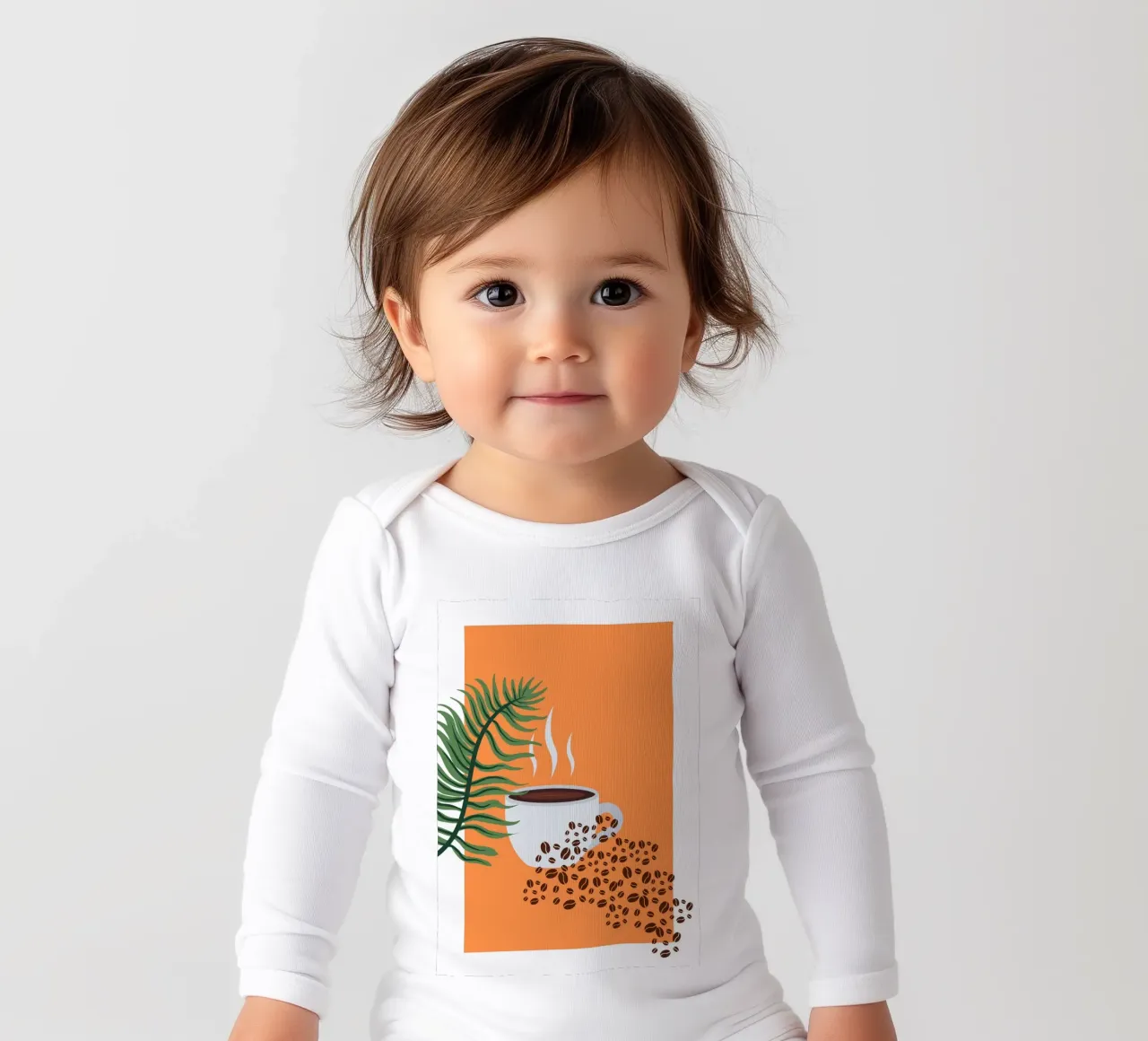 Cup of coffee and fern Langarm Babybody von LisaArtes
