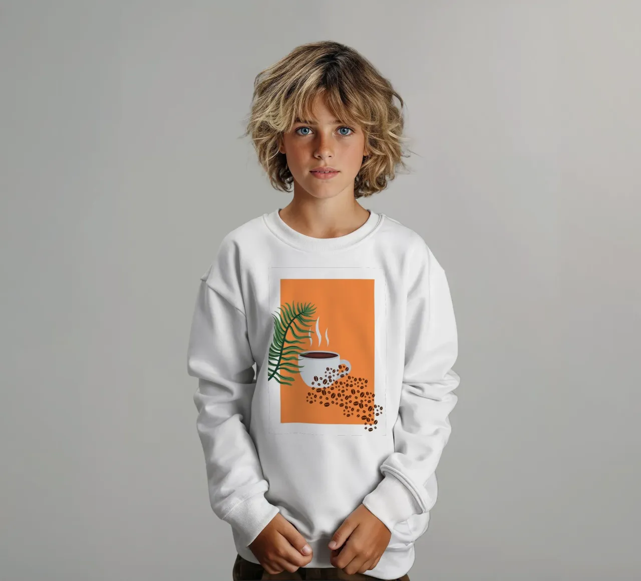 Cup of coffee and fern kids sweatshirt by LisaArtes