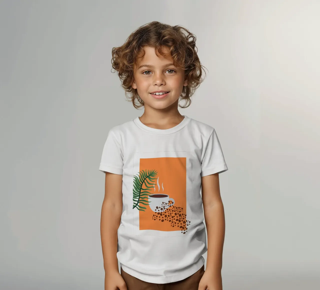 Cup of coffee and fern kids t-shirt by LisaArtes