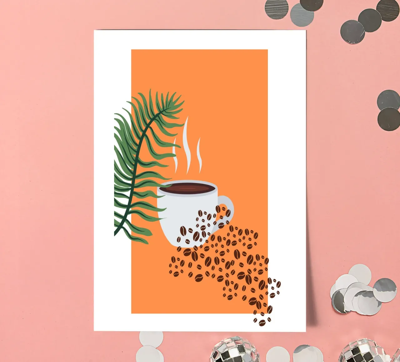 Cup of coffee and fern Stickerbogen von LisaArtes