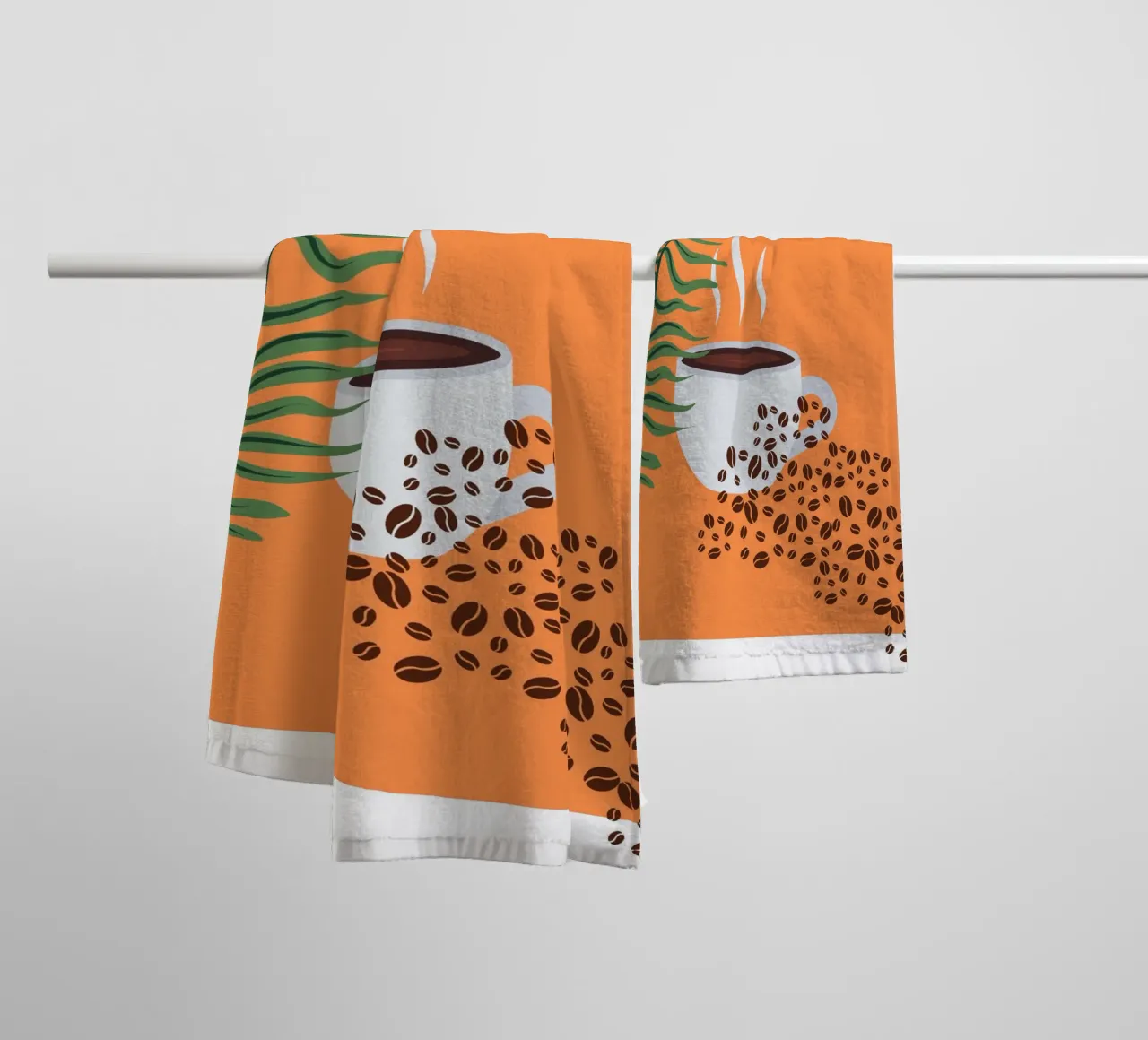 Cup of coffee and fern towel by LisaArtes