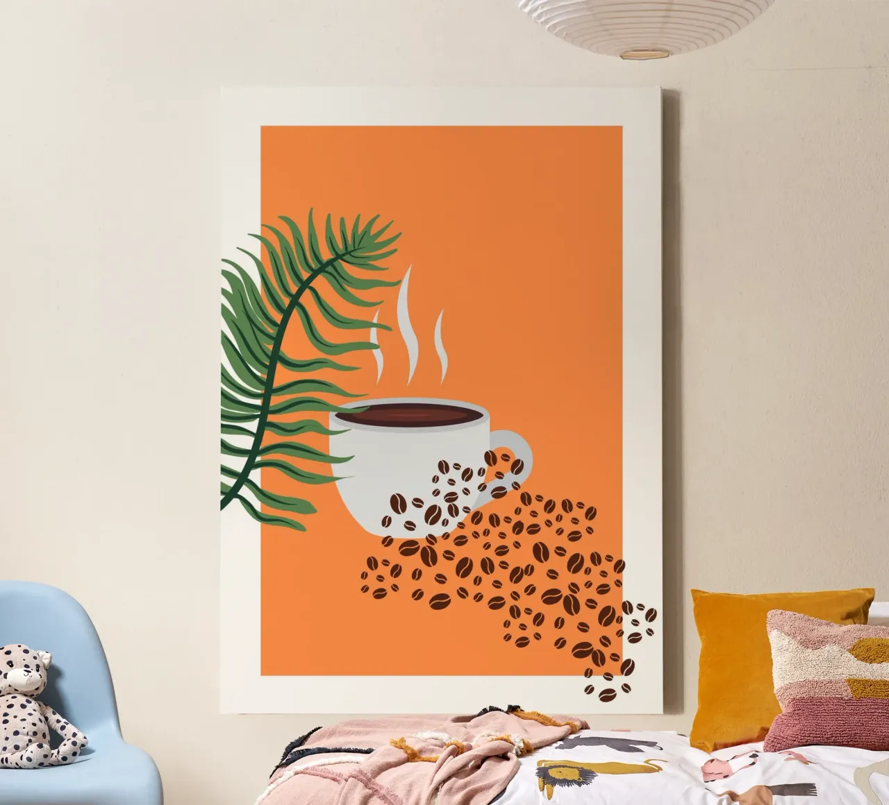 Cup of coffee and fern canvas by LisaArtes