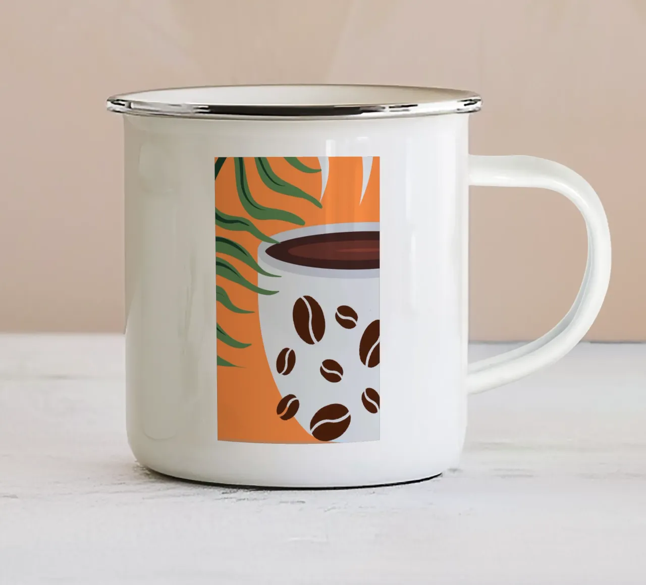 Cup and coffee beans tazza in smalto da LisaArtes
