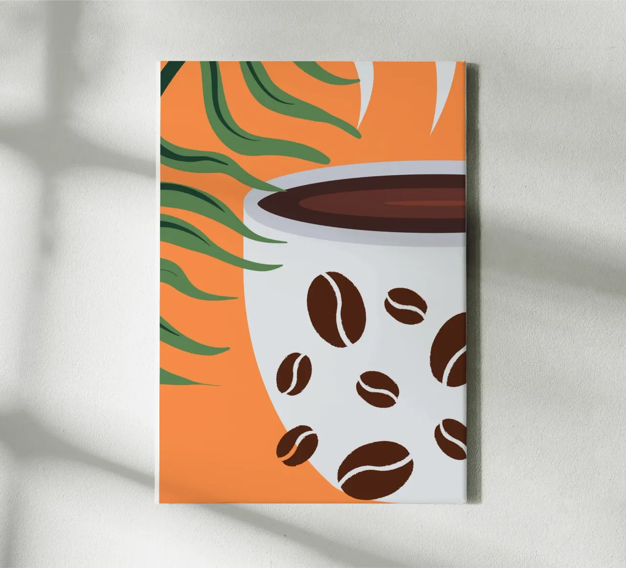 Cup and coffee beans canvas with Floater frame by LisaArtes