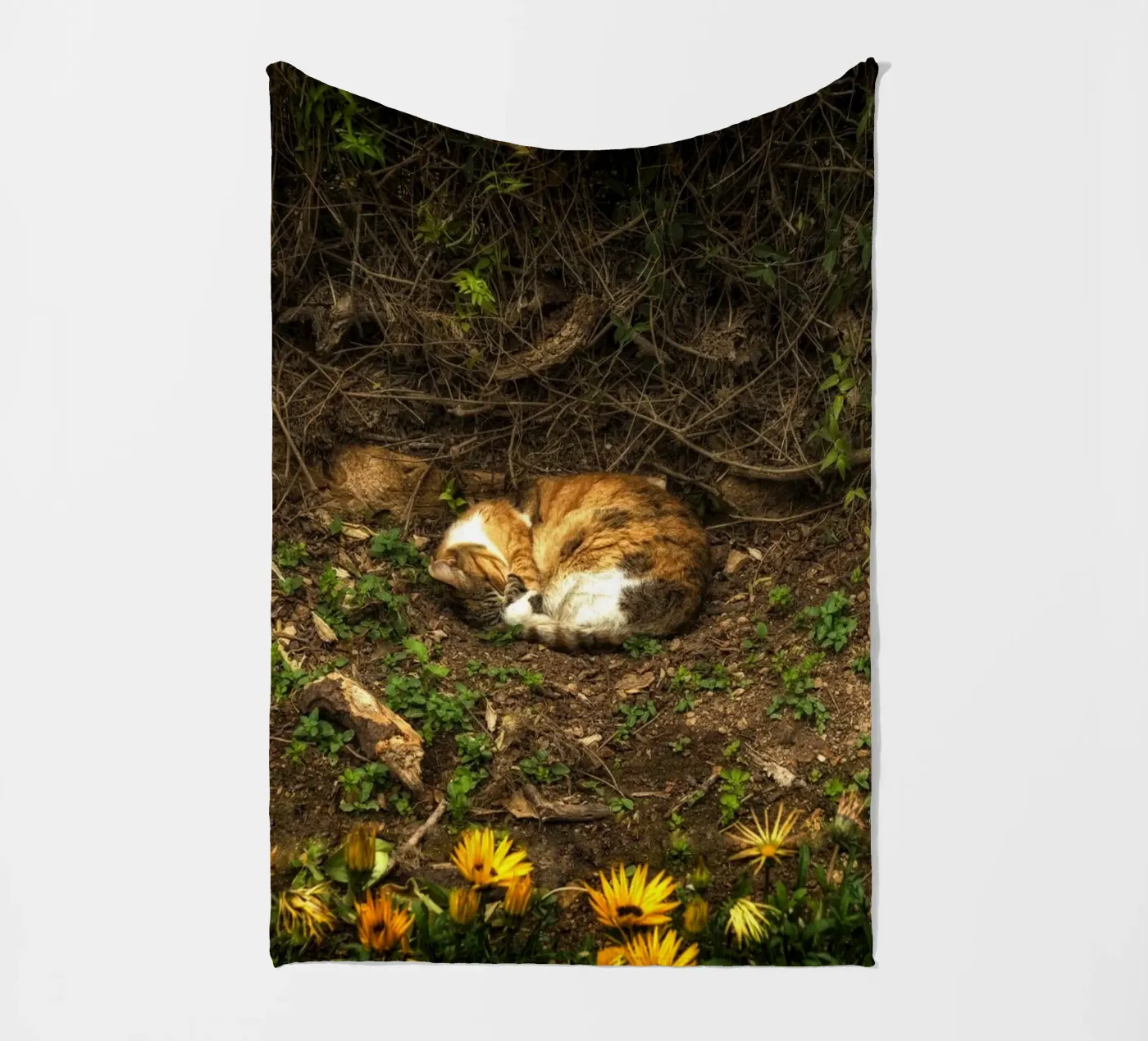 Schlafende Katze Fleecedecke von Curious Collections by Marielle Leenders