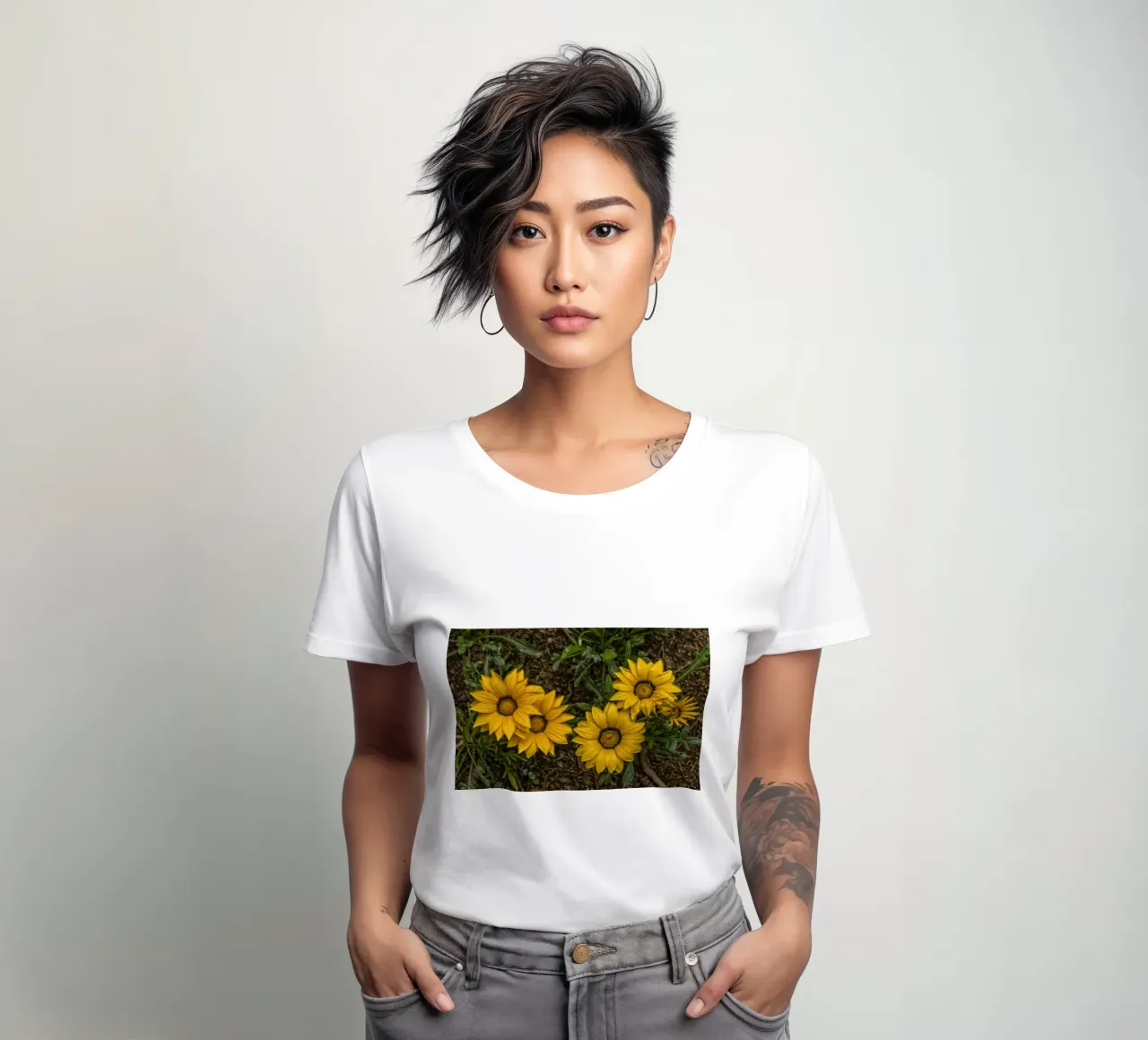 Golden flowers women's fitted t-shirt by Curious Collections by Marielle Leenders