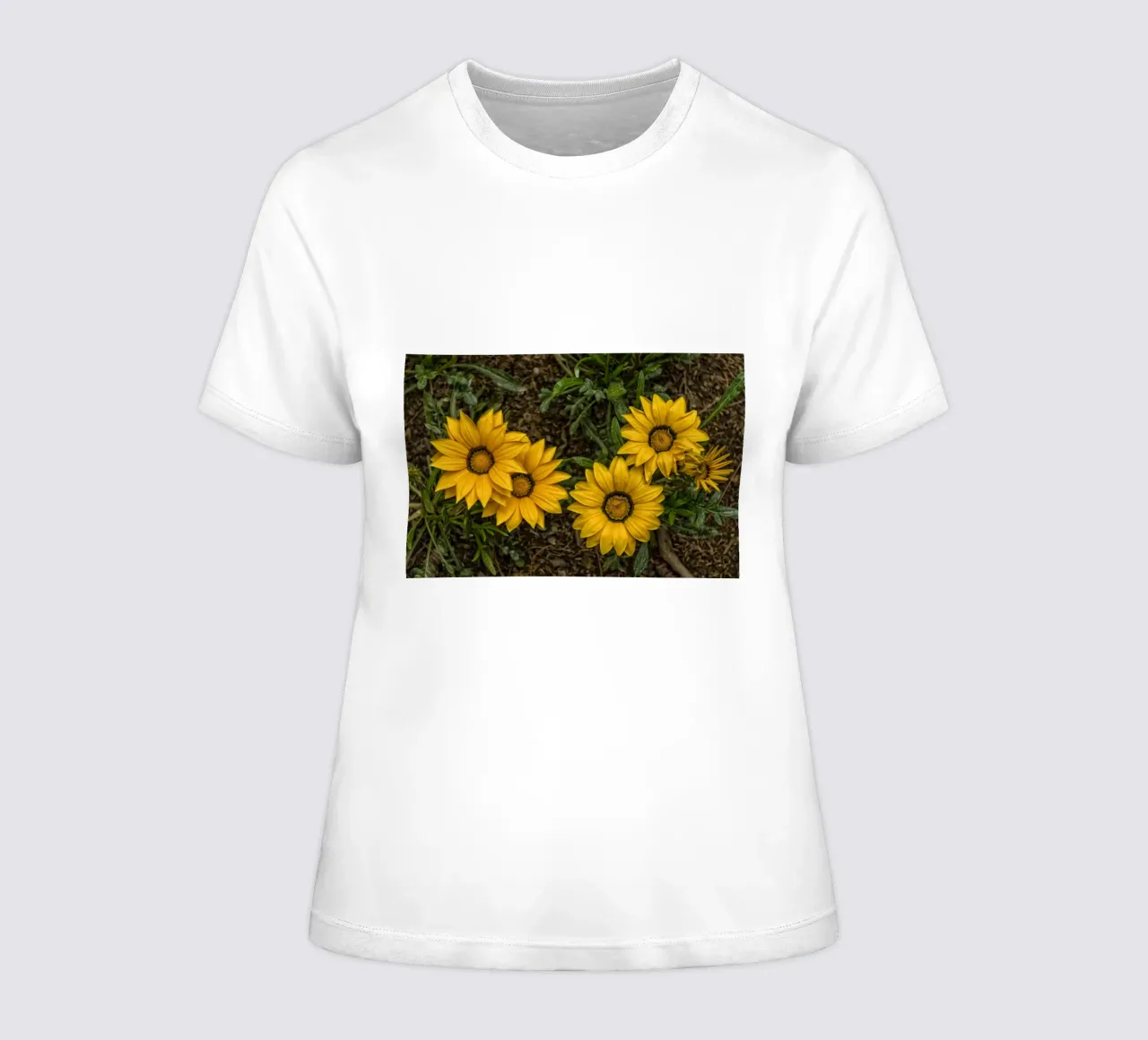 Golden flowers women's fitted t-shirt by Curious Collections by Marielle Leenders