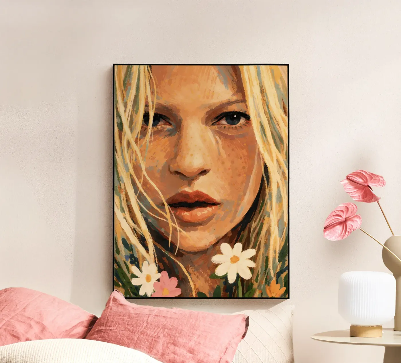DONNA SERENA CON FIORI DI CAMPO plexiglass da ARTOMATIC