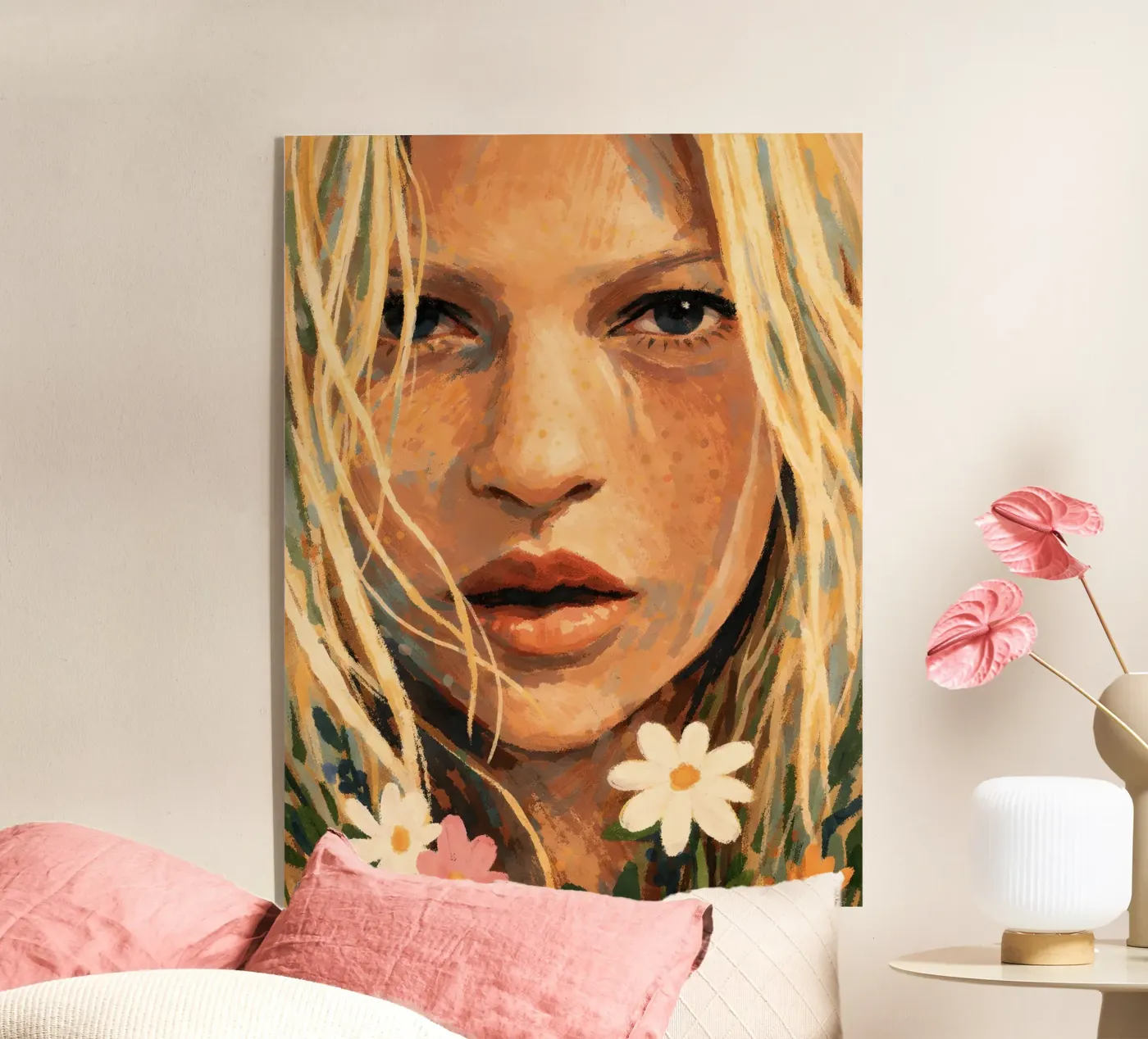 DONNA SERENA CON FIORI DI CAMPO plexiglass da ARTOMATIC