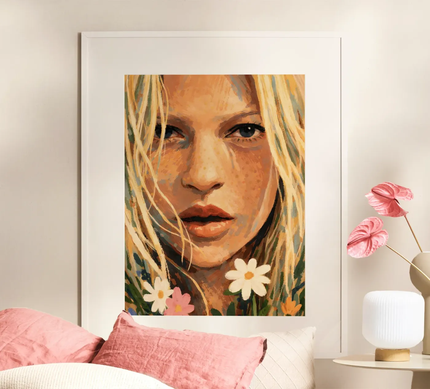 DONNA SERENA CON FIORI DI CAMPO poster da ARTOMATIC