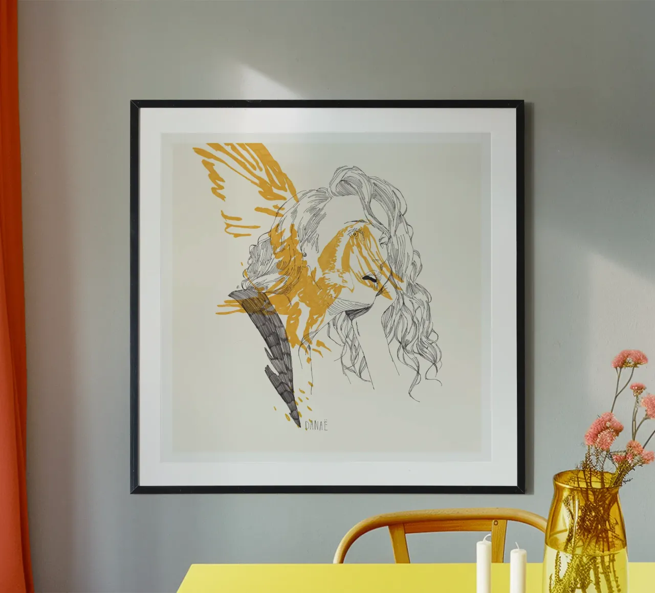 Danaë poster con telaio in plastica da Manuel Rebollo