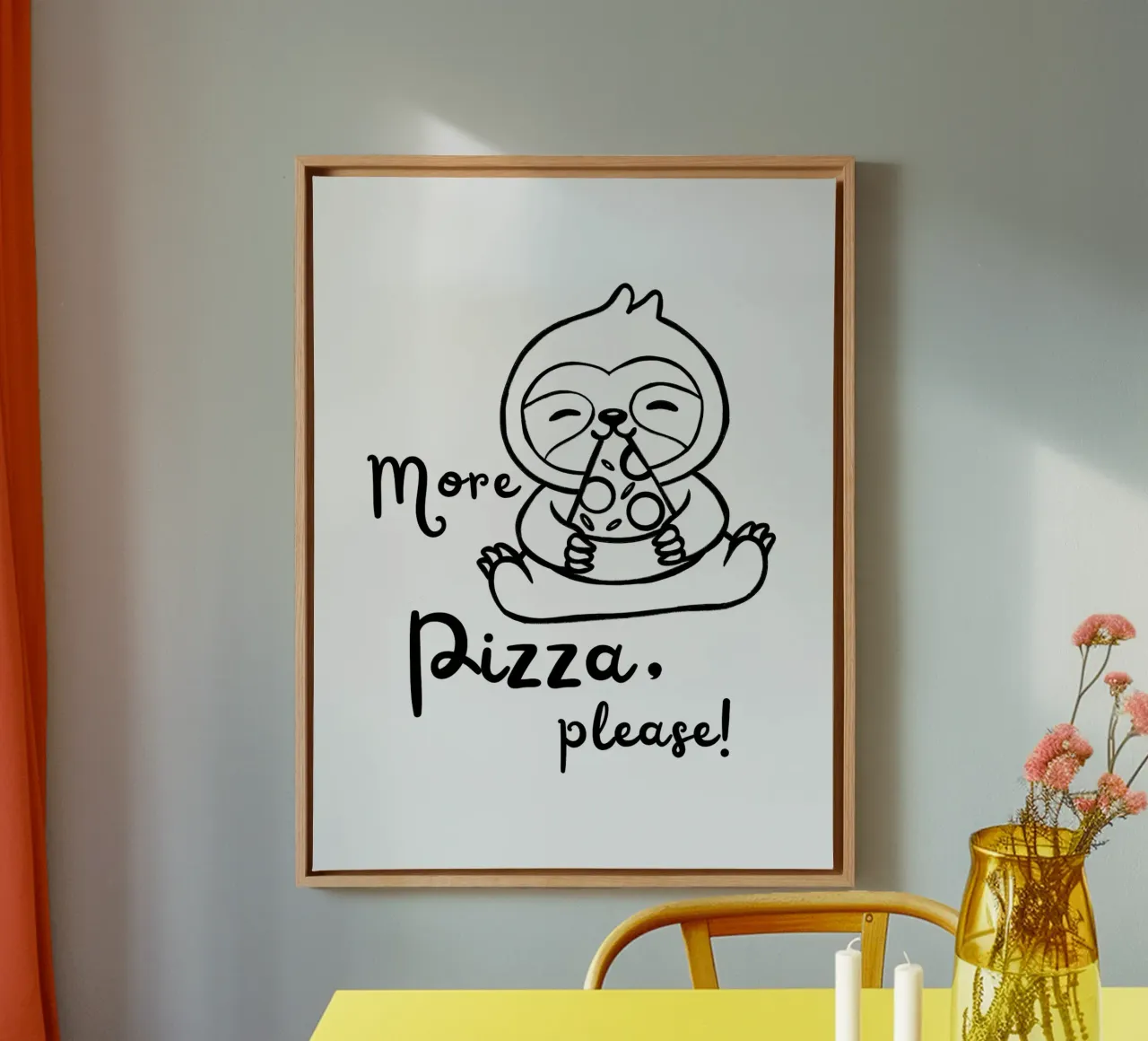Meer pizza, alstublieft! canvas met Baklijst van ArtDesign by KBK