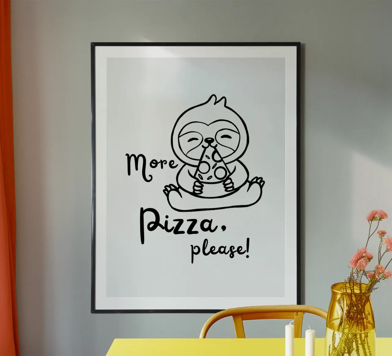 More Pizza, please! poster con telaio in legno da ArtDesign by KBK