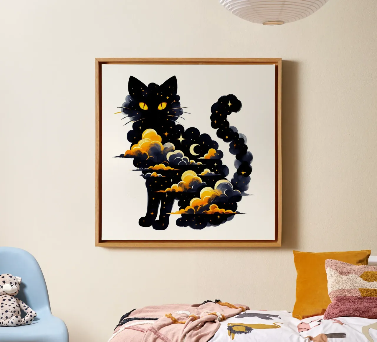 Cloudy Cat canvas with Floater frame by ARTOMATIC