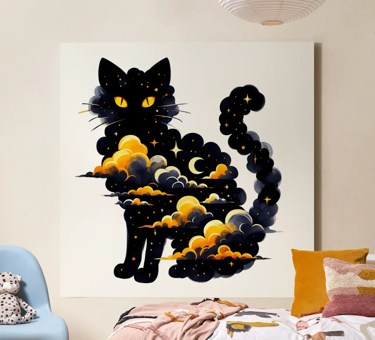 Cloudy Cat canvas with Floater frame by ARTOMATIC