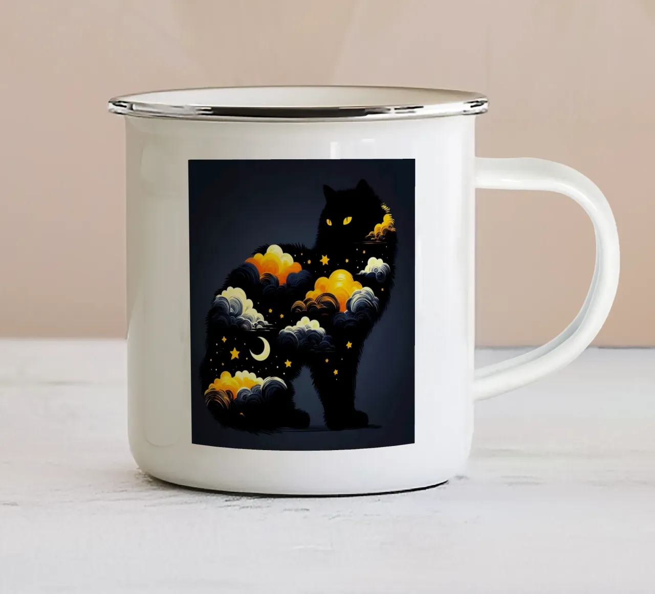 Gatto mistico tazza in smalto da ARTOMATIC