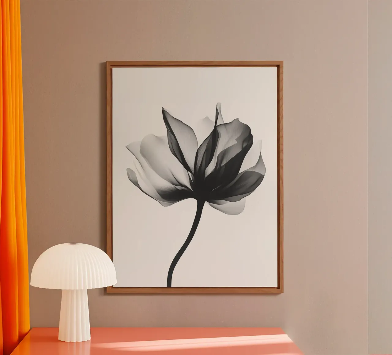 Minimalist blossom, Scandinavian black and white alu-dibond by Katja Stehle Design