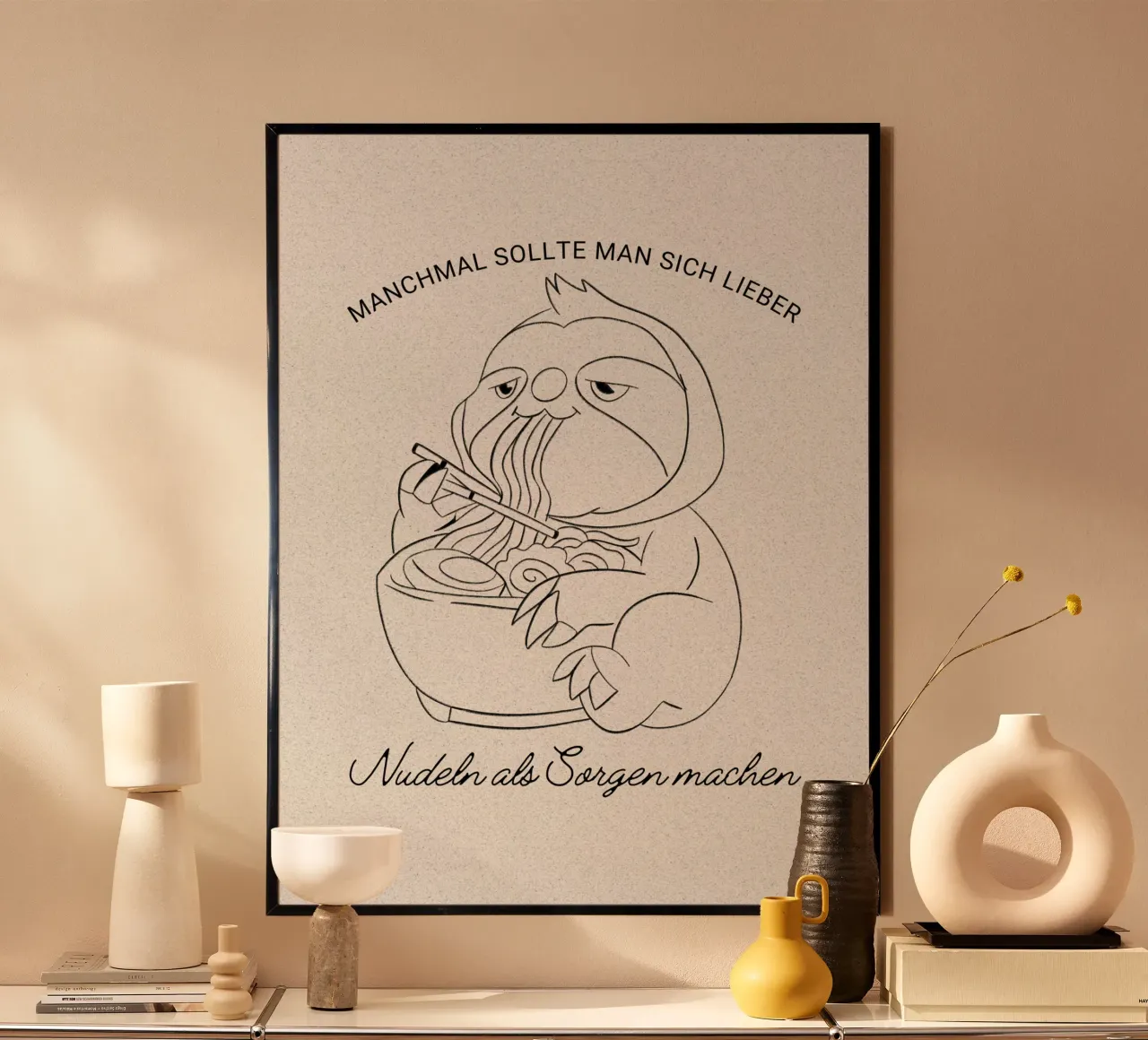 a volte si dovrebbe preferire la pasta alle preoccupazioni poster con telaio in alluminio da ArtDesign by KBK