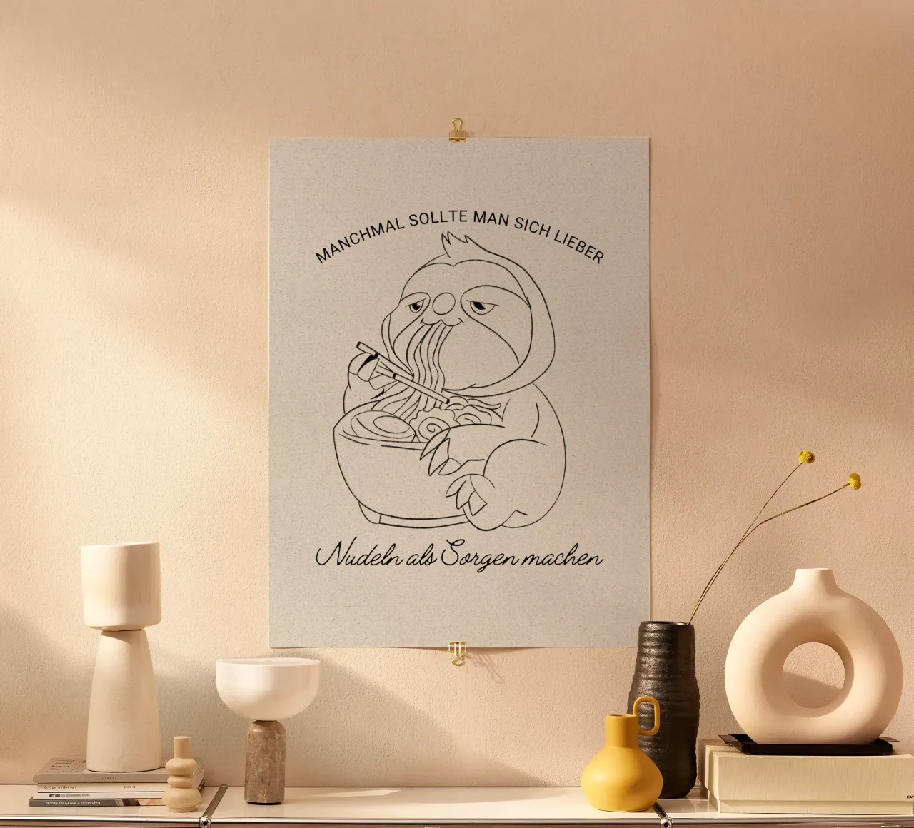 a volte si dovrebbe preferire la pasta alle preoccupazioni poster con telaio in alluminio da ArtDesign by KBK