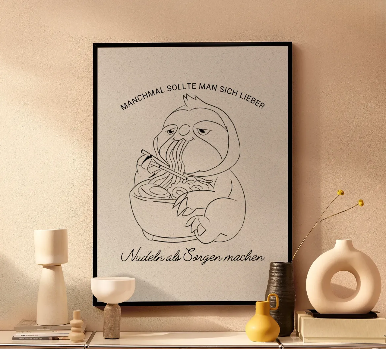 a volte si dovrebbe preferire la pasta alle preoccupazioni poster con telaio in alluminio da ArtDesign by KBK