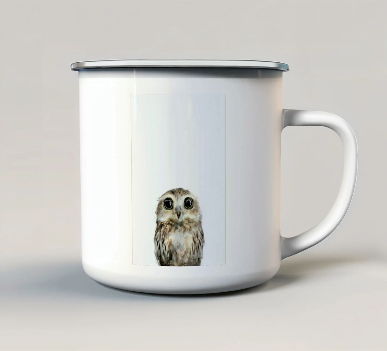 Little Owl tazza in smalto da Amy Hamilton