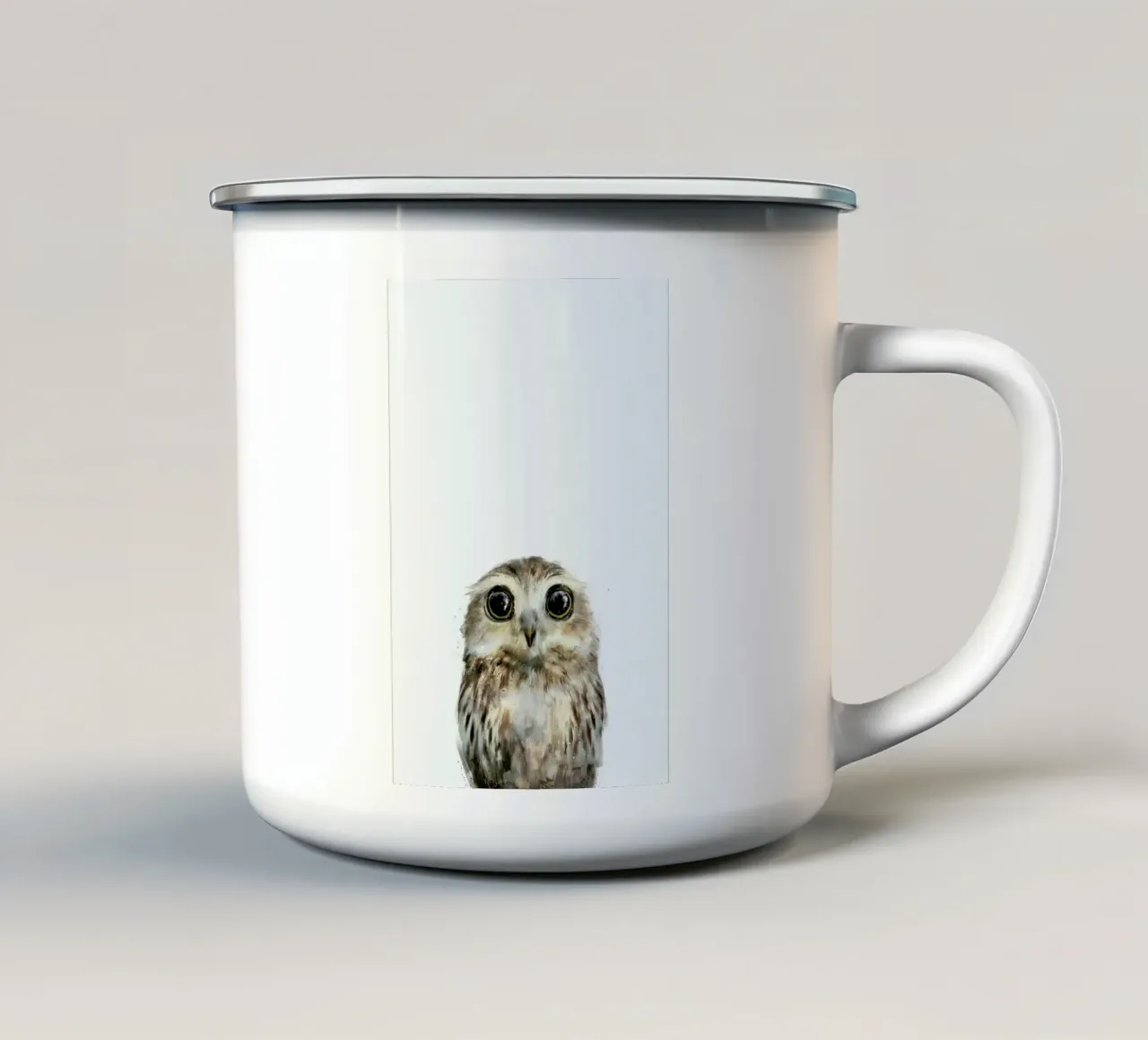 Little Owl tazza in smalto da Amy Hamilton