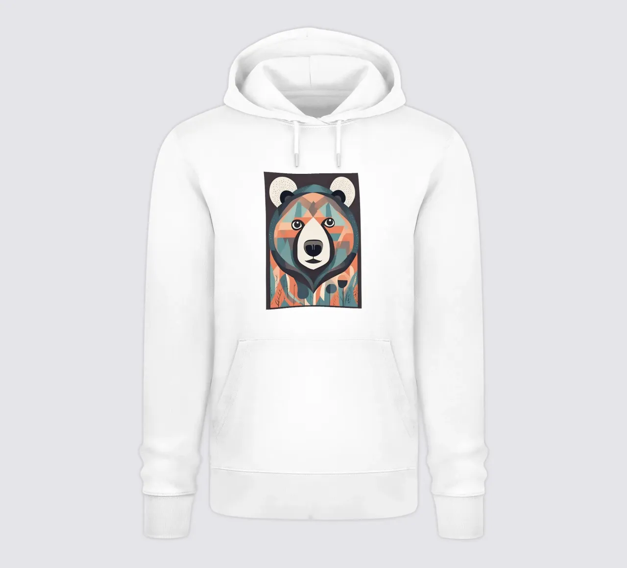 "Grizzly geometrico" felpa con cappuccio da DesignArt