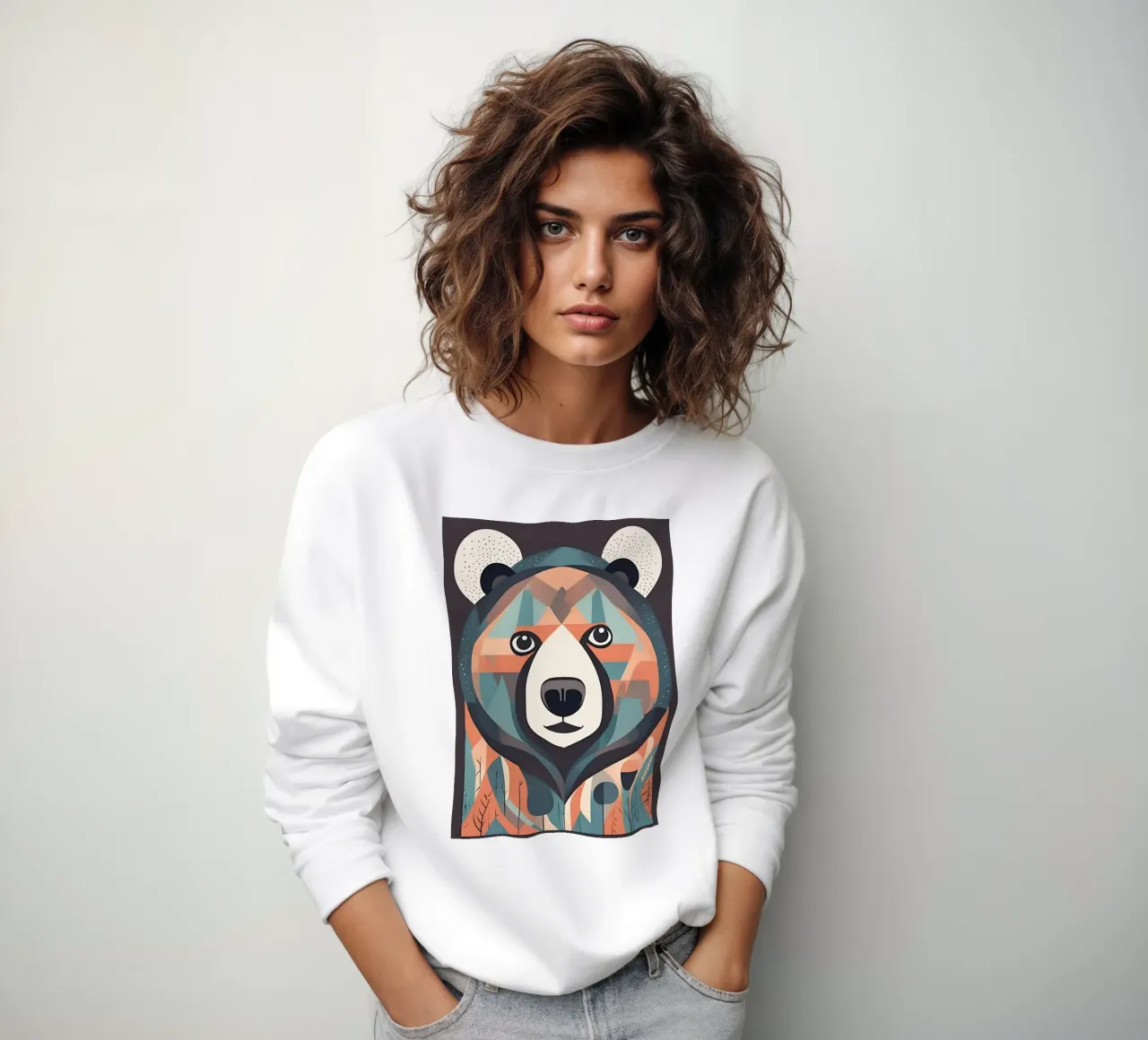 "Grizzly geometrico" felpa da DesignArt