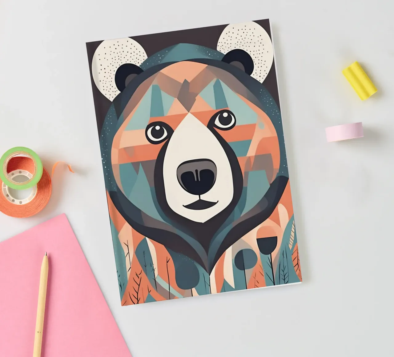 "Geometric Grizzly" notebook by DesignArt
