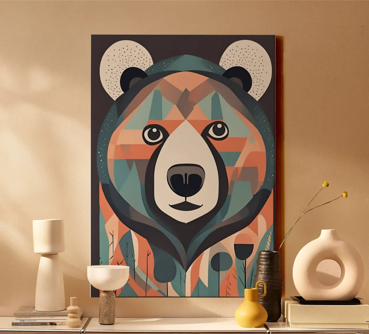 "Grizzly geometrico" tela con Cornice a cassetta da DesignArt