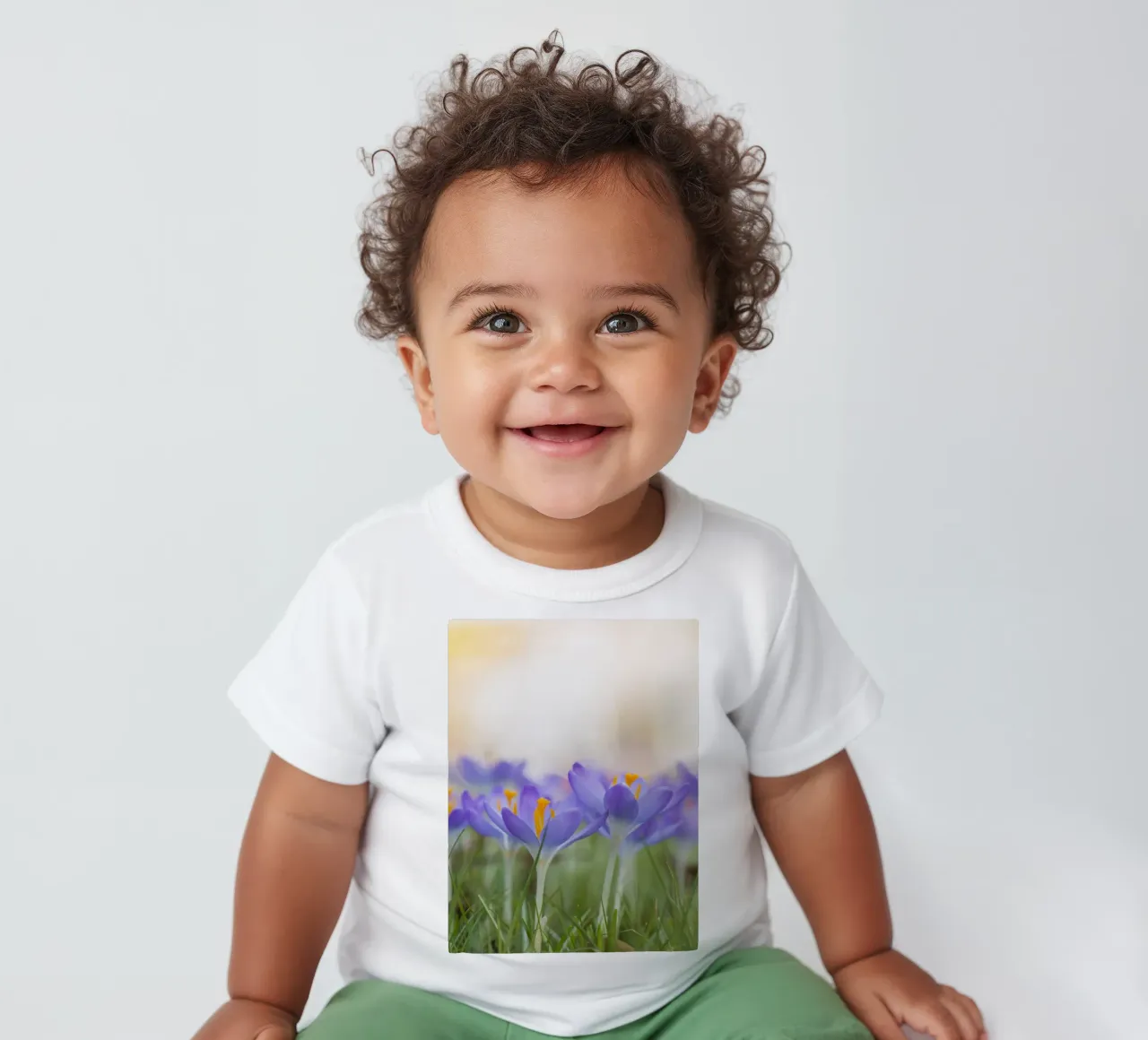 Lila Krokusse Baby T-Shirt von Curious Collections by Marielle Leenders