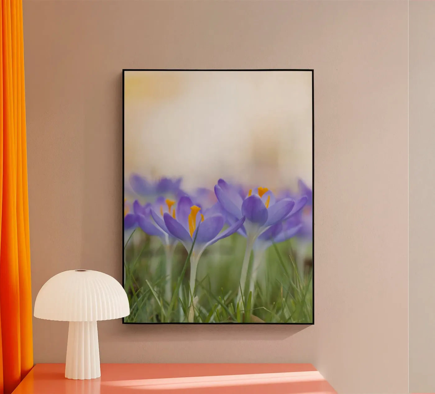 Paarse krokussen acryl van Curious Collections by Marielle Leenders