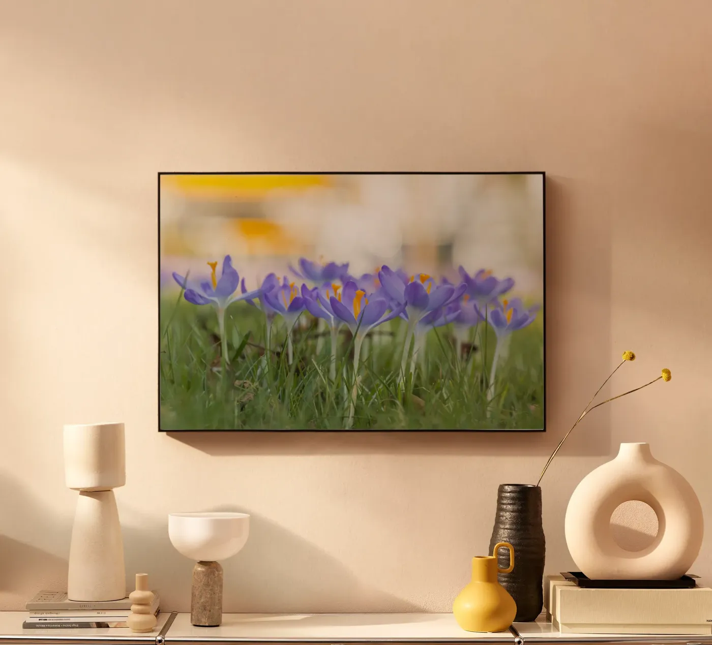 Purple Crocuses acrylic glass by Curious Collections by Marielle Leenders