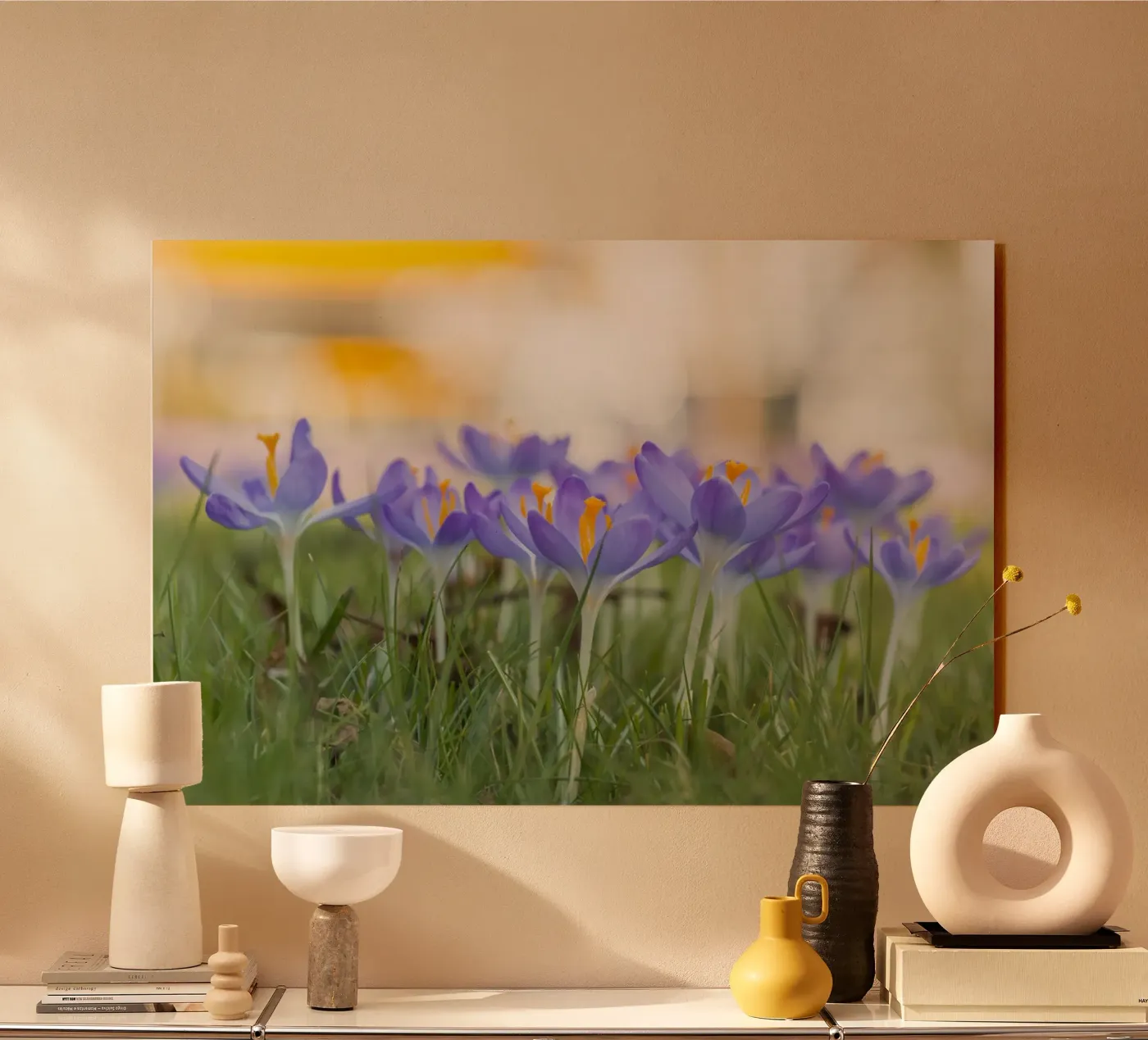 Purple Crocuses acrylic glass by Curious Collections by Marielle Leenders