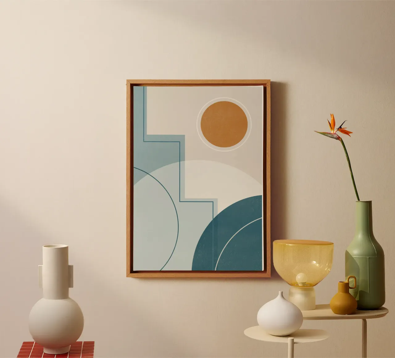 Geometric Abstract 101 canvas with Floater frame by Gaite