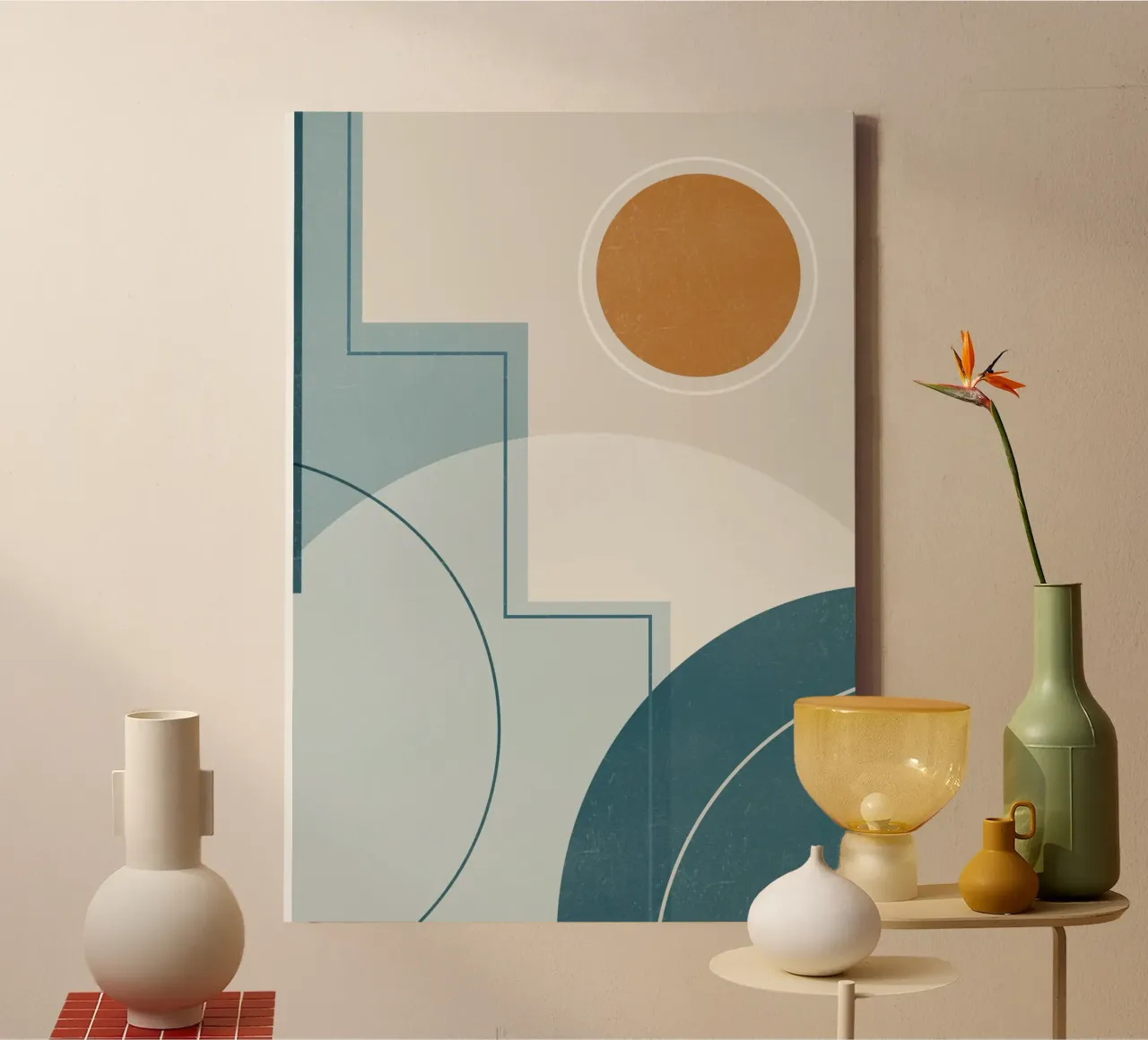 Geometric Abstract 101 canvas with Floater frame by Gaite